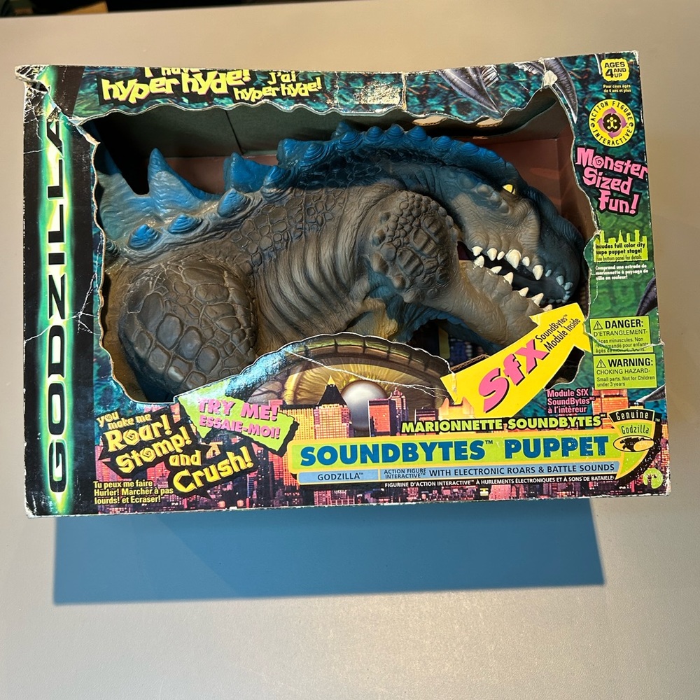GODZILLA HAND PUPPET SOUNDBYTES Vintage Toy 1998 Figure Japan